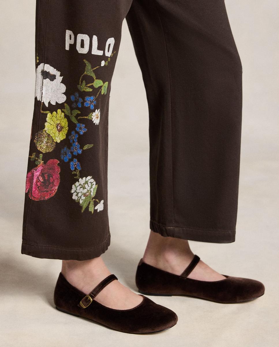 Jeans com Estampado Floral e Logótipo Polo Ralph Lauren Preto-3