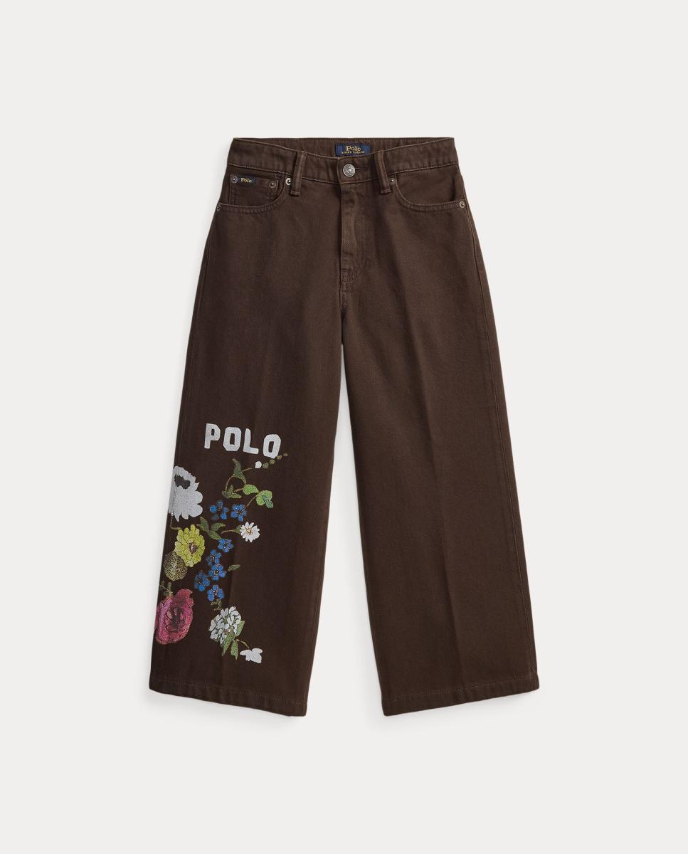 Jeans com Estampado Floral e Logótipo Polo Ralph Lauren Preto-4