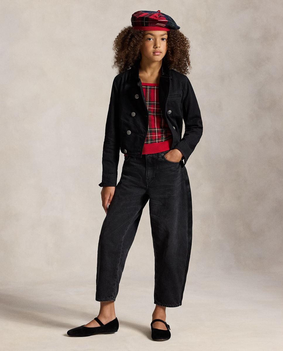 Vaquero de niña Curved Tapered con franja lateral de satén - Polo Ralph Lauren - Azul índigo Azul índigo-1