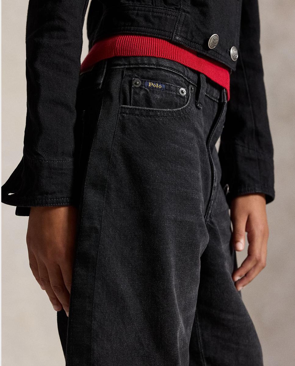 Vaquero de niña Curved Tapered con franja lateral de satén - Polo Ralph Lauren - Azul índigo Azul índigo-3