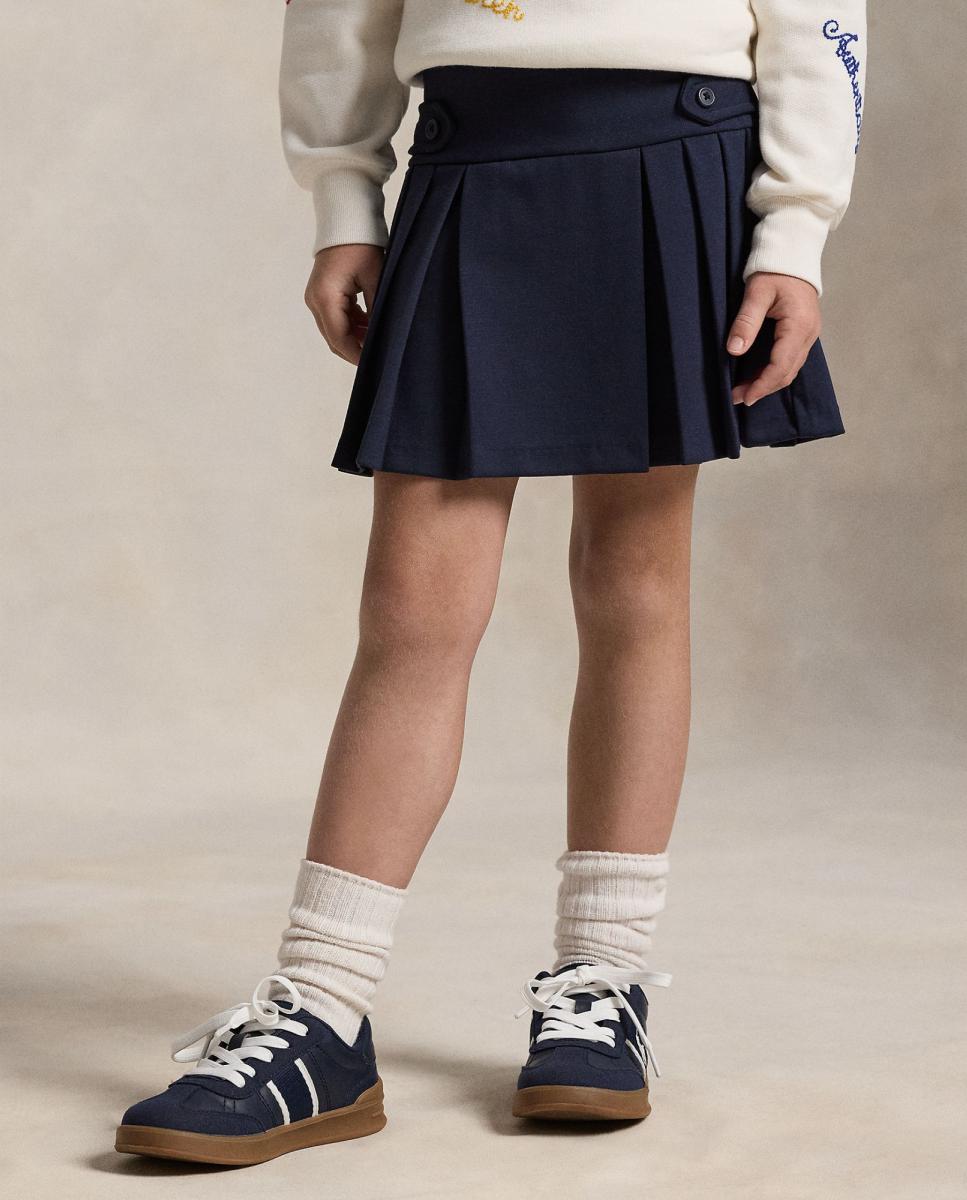 Saia-Calça Plissada de Ponte Azul-marinho-1