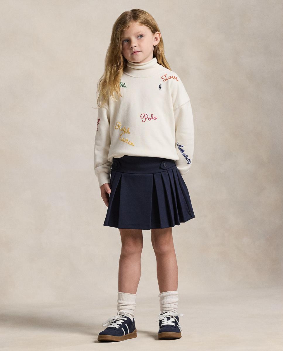 Saia-Calça Plissada de Ponte Azul-marinho-2