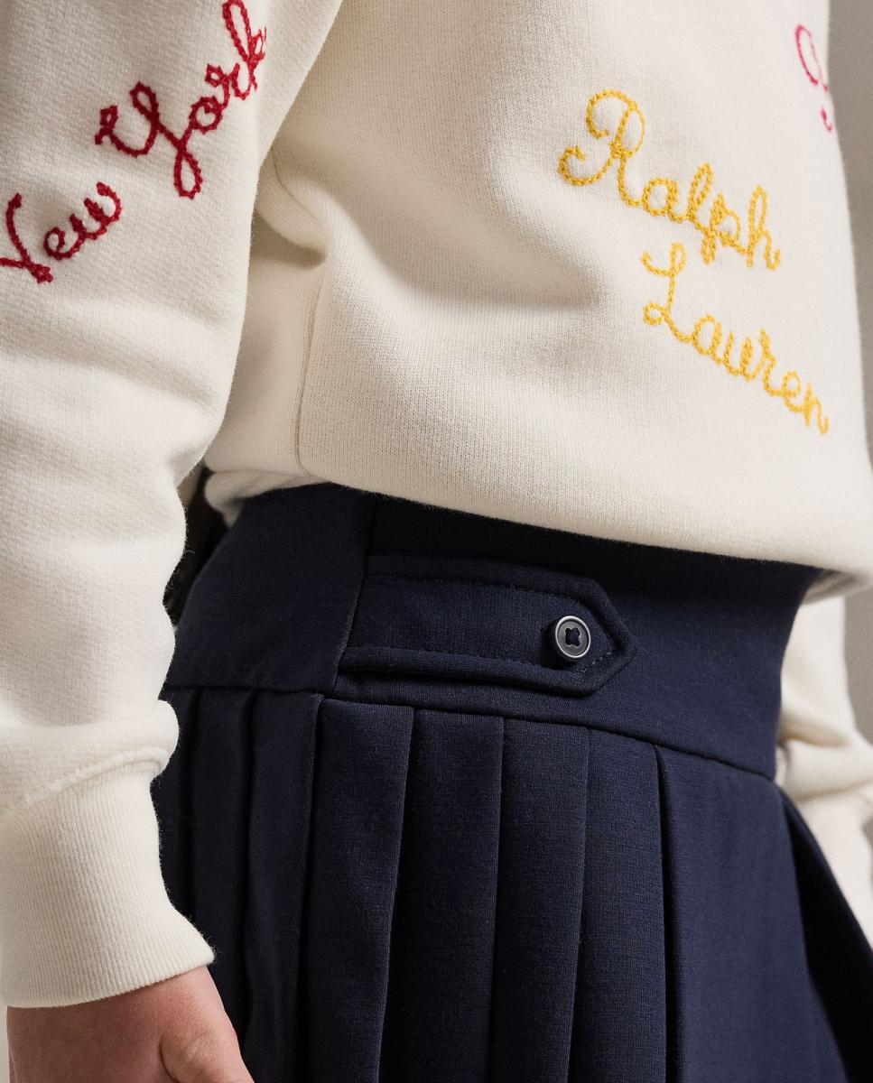 Saia-Calça Plissada de Ponte Azul-marinho-3