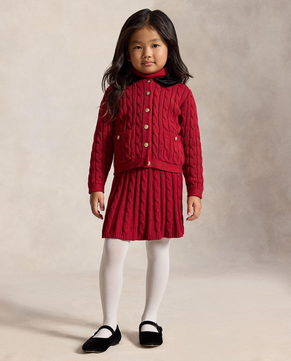 Falda de niña en punto de ochos - Polo Ralph Lauren - Granate Granate-1