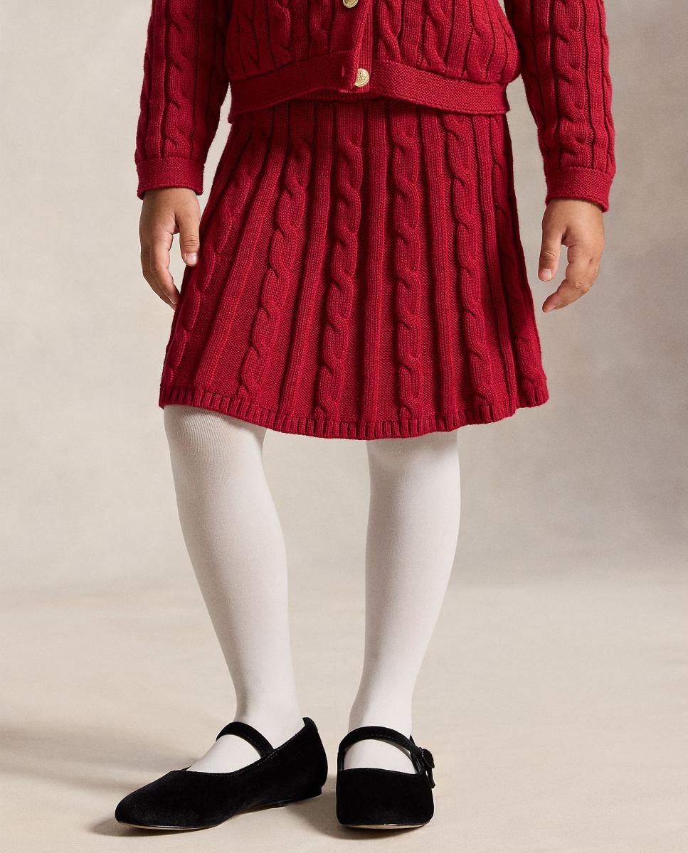 Falda de niña en punto de ochos - Polo Ralph Lauren - Granate Granate-2