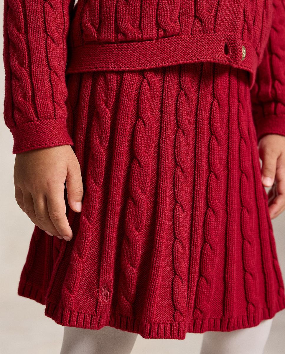Falda de niña en punto de ochos - Polo Ralph Lauren - Granate Granate-3