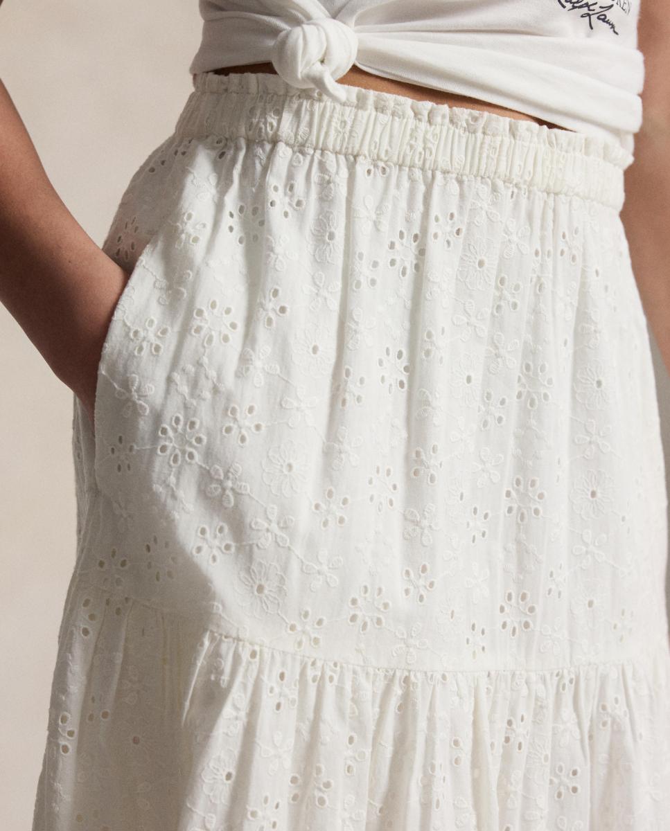 Saia de Algodão com Bordado Suíço Polo Ralph Lauren Branco-3
