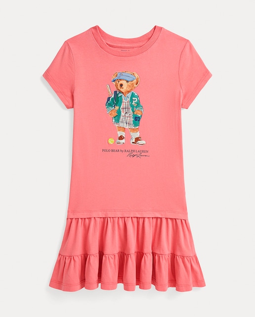 Imagen 0 de Vestido de niña de punto de algodón con Polo Bear