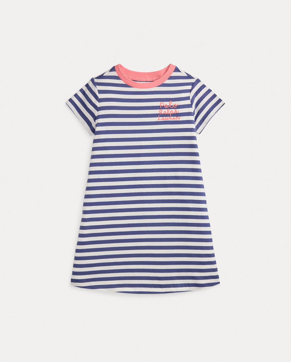 Vestido de niña de algodón con manga corta Años/2 Azul - Main Image