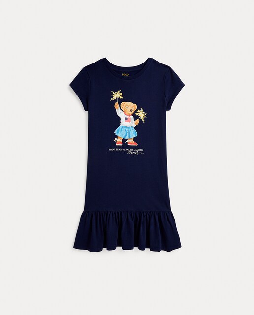 Imagen 0 de Vestido de niña de algodón con Polo Bear