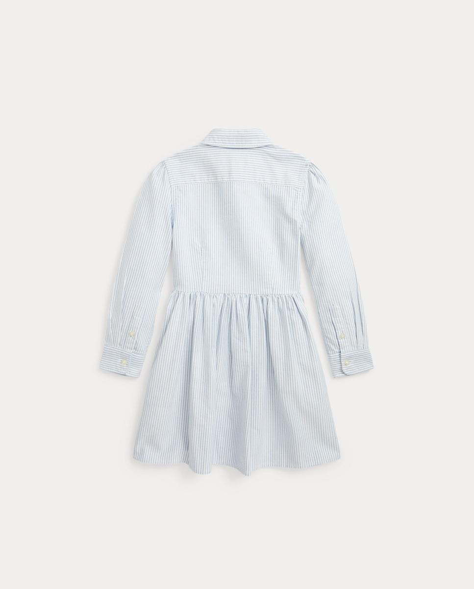 Vestido Camiseiro de Algodão às Riscas Azul-claro-6