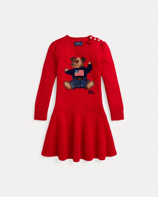 Imagem 0 de Vestido de Criança de Algodão com Polo Bear