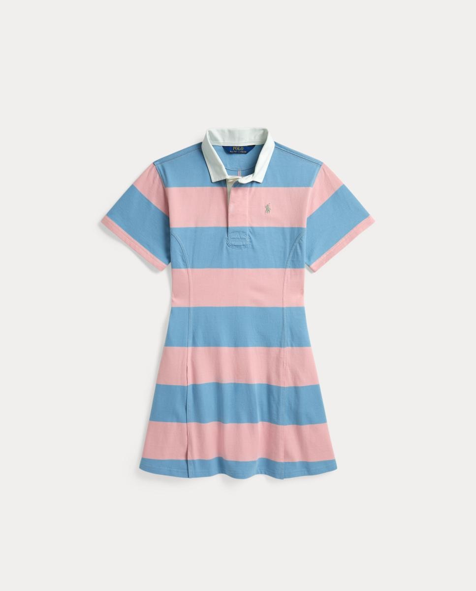 Vestido Curto Estilo Râguebi com Riscas Multicolor-4