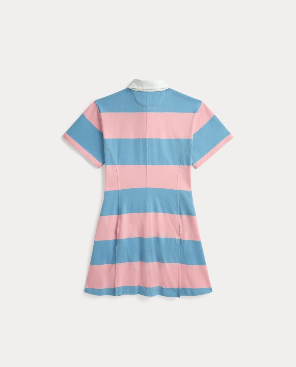 Vestido Curto Estilo Râguebi com Riscas Multicolor-5