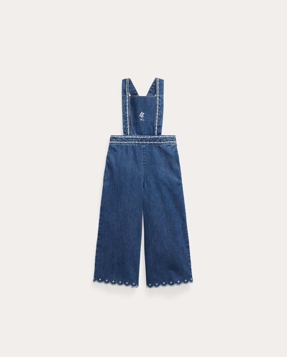 Jardineiras em Ganga de Algodão com Logótipo Bordado Polo Ralph Lauren Azul-marinho-4