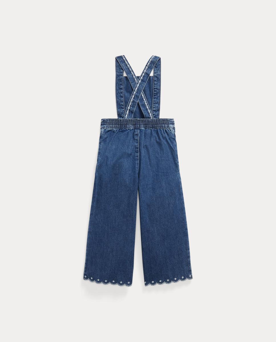 Jardineiras em Ganga de Algodão com Logótipo Bordado Polo Ralph Lauren Azul-marinho-5
