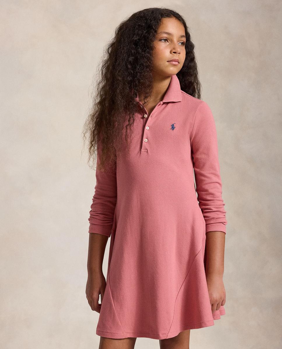 Vestido Tipo Polo de Piqué Elástico Polo Ralph Lauren Rosa-2