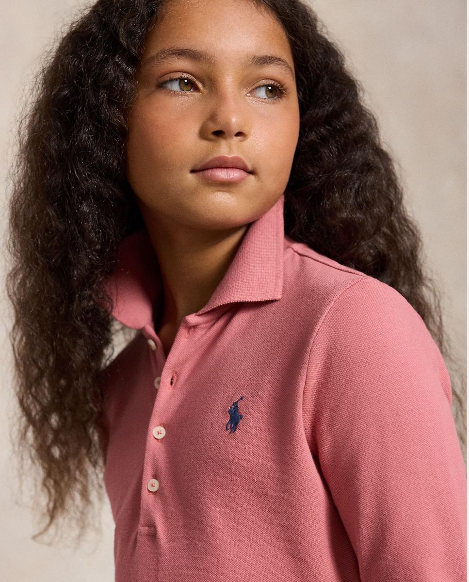 Vestido Tipo Polo de Piqué Elástico Polo Ralph Lauren Rosa-3
