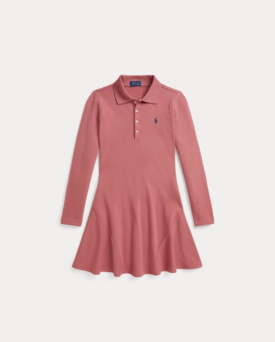 Vestido Tipo Polo de Piqué Elástico Polo Ralph Lauren Rosa-4