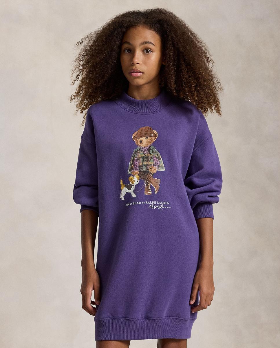 Vestido de Felpa com Polo Bear Polo Ralph Lauren Roxo-2