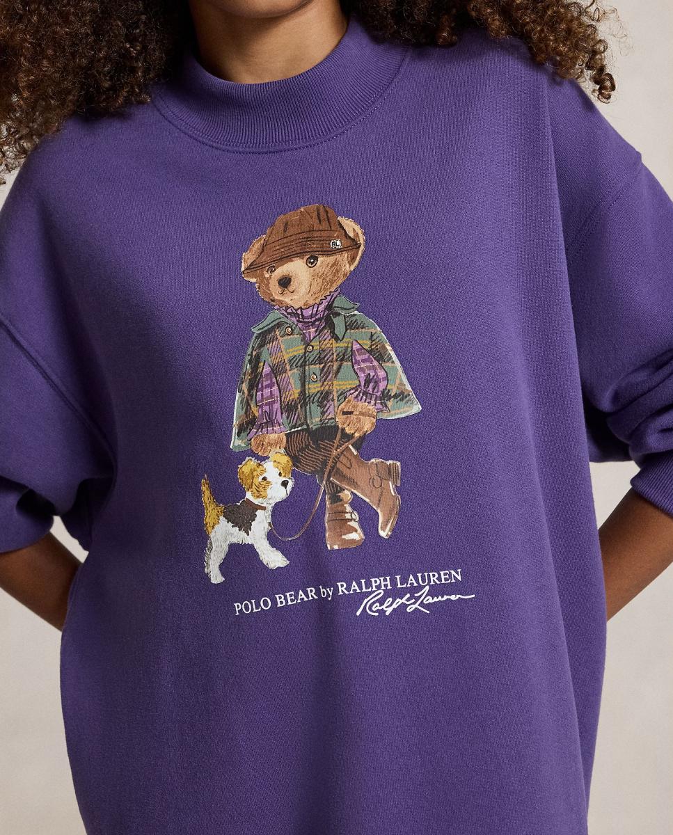 Vestido de Felpa com Polo Bear Polo Ralph Lauren Roxo-3
