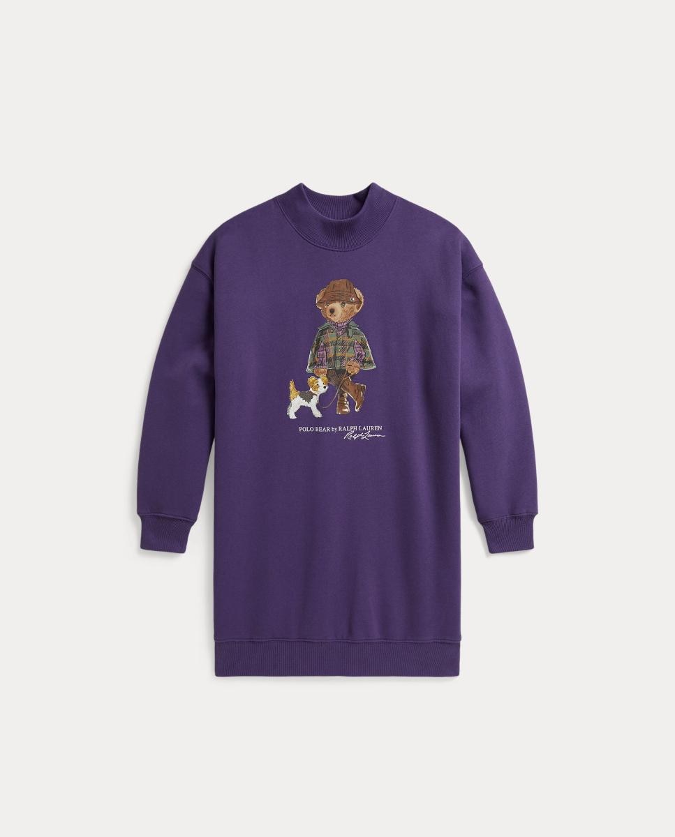 Vestido de Felpa com Polo Bear Polo Ralph Lauren Roxo-5