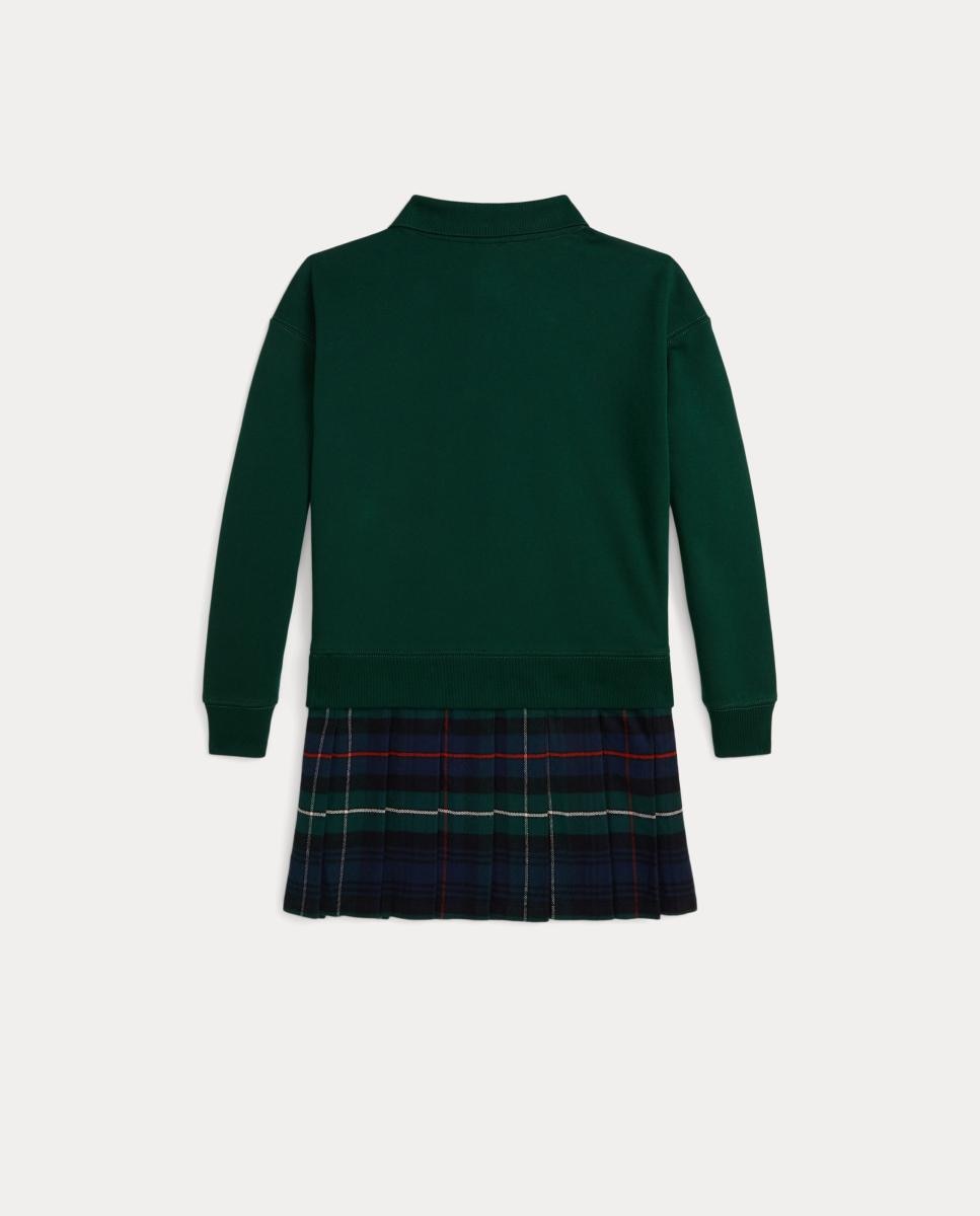 Vestido de niña con cuello camisero y Polo Bear - Polo Ralph Lauren - Verde oscuro Verde oscuro-2