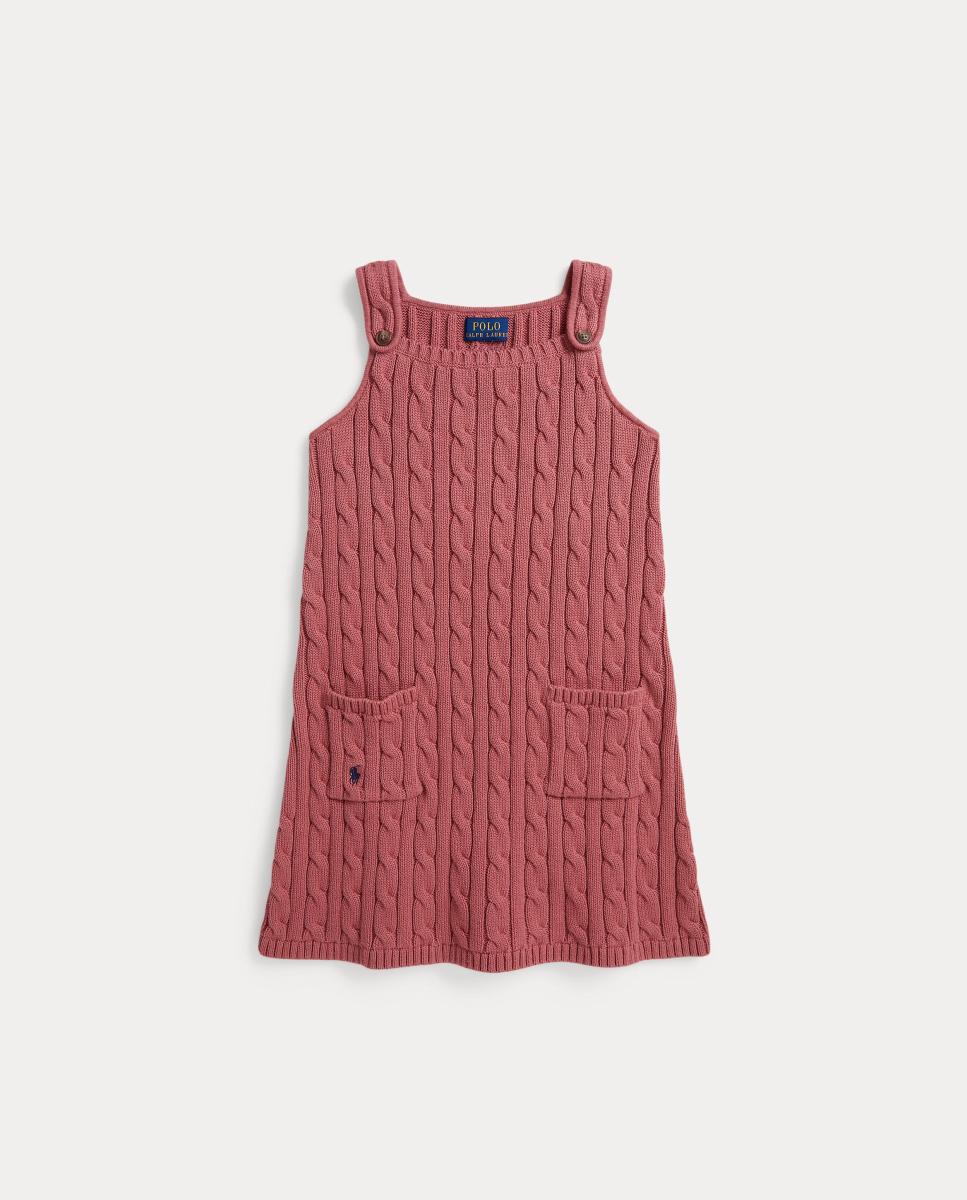 Vestido de Malha do Cabo de Algodão Rosa-5