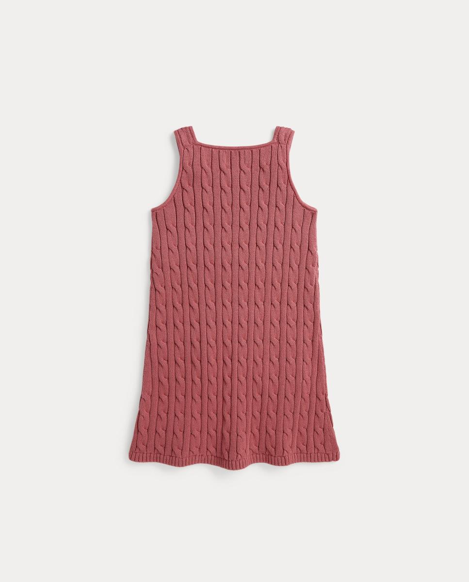 Vestido de Malha do Cabo de Algodão Rosa-6