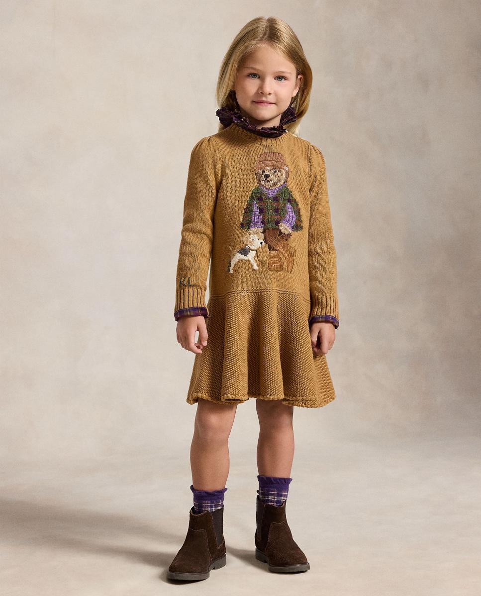 Imagem 0 de Vestido de Criança de Algodão com Polo Bear