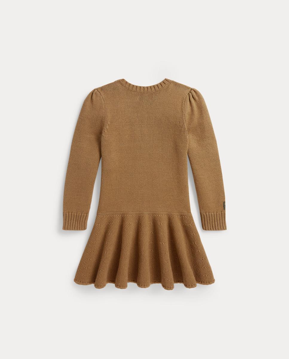 Vestido de Criança de Algodão com Polo Bear Polo Ralph Lauren Camel-6