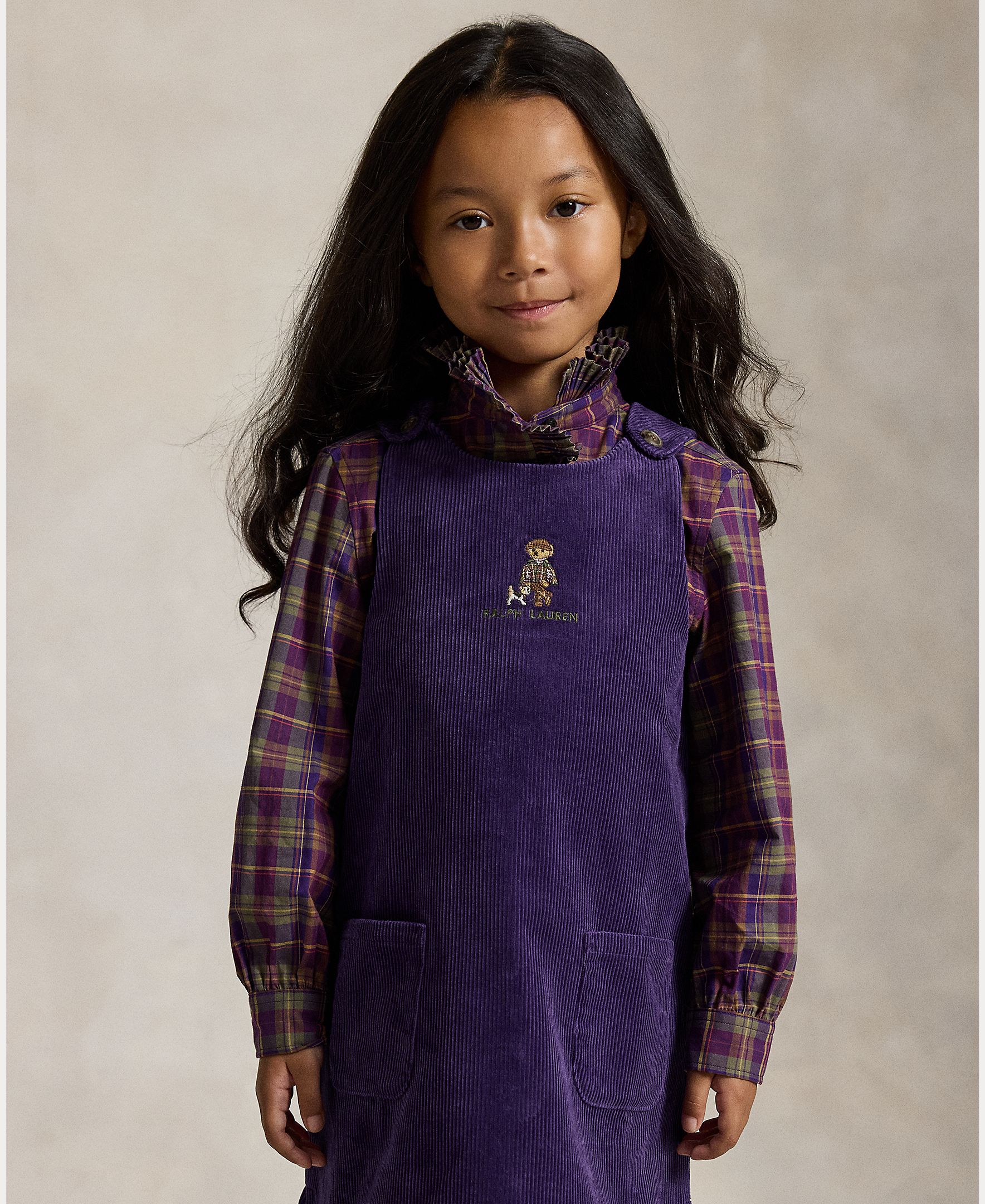 Vestido de Bombazina com Polo Bear Polo Ralph Lauren Roxo-2