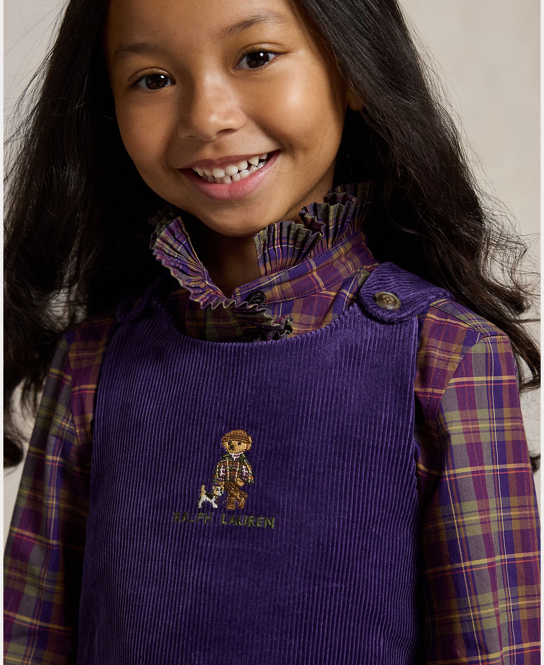 Vestido de Bombazina com Polo Bear Polo Ralph Lauren Roxo-3