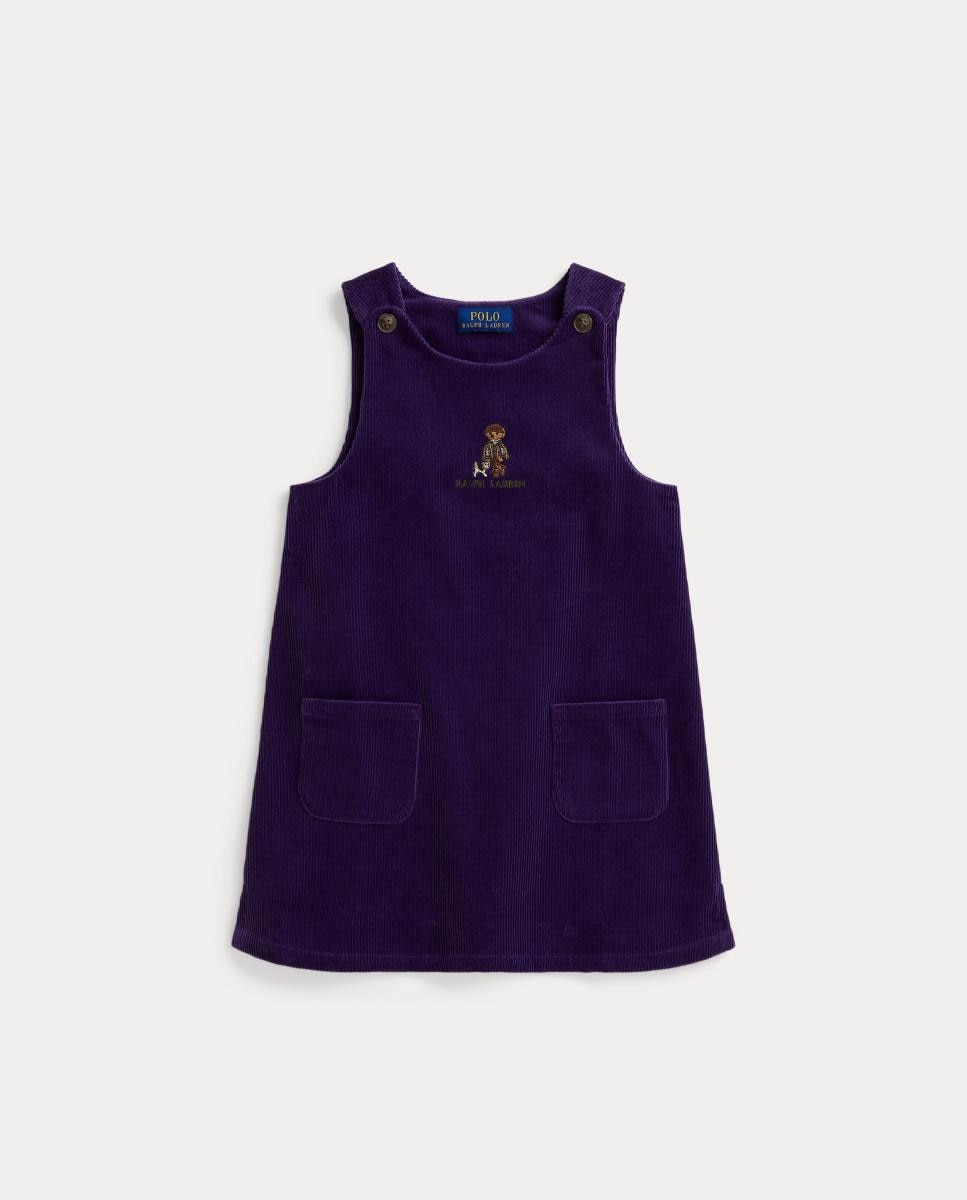 Vestido de Bombazina com Polo Bear Polo Ralph Lauren Roxo-4
