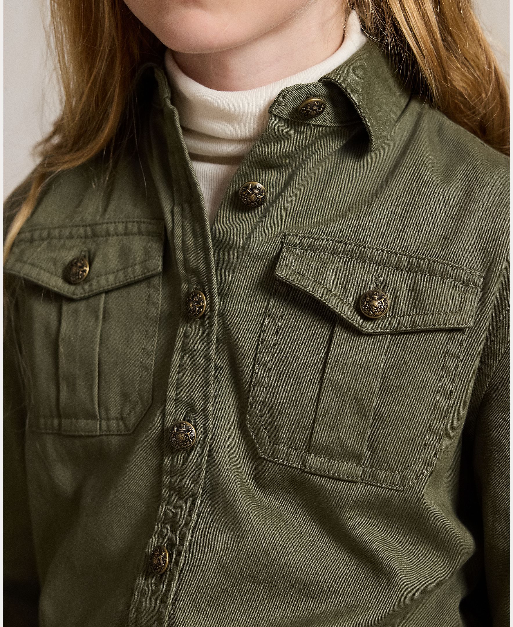 Vestido Camiseiro Chino de Algodão Polo Ralph Lauren Verde-militar-3