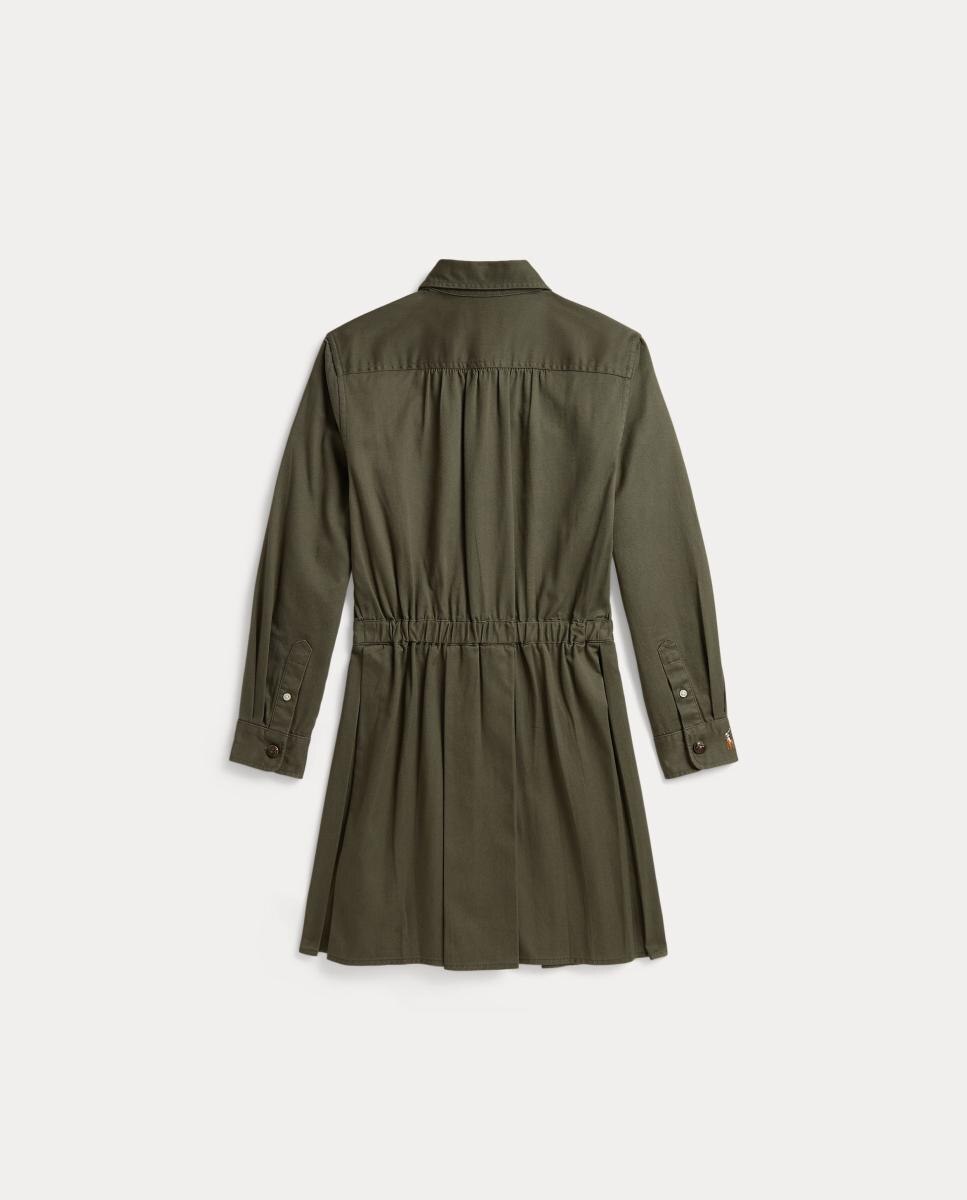 Vestido Camiseiro Chino de Algodão Polo Ralph Lauren Verde-militar-5