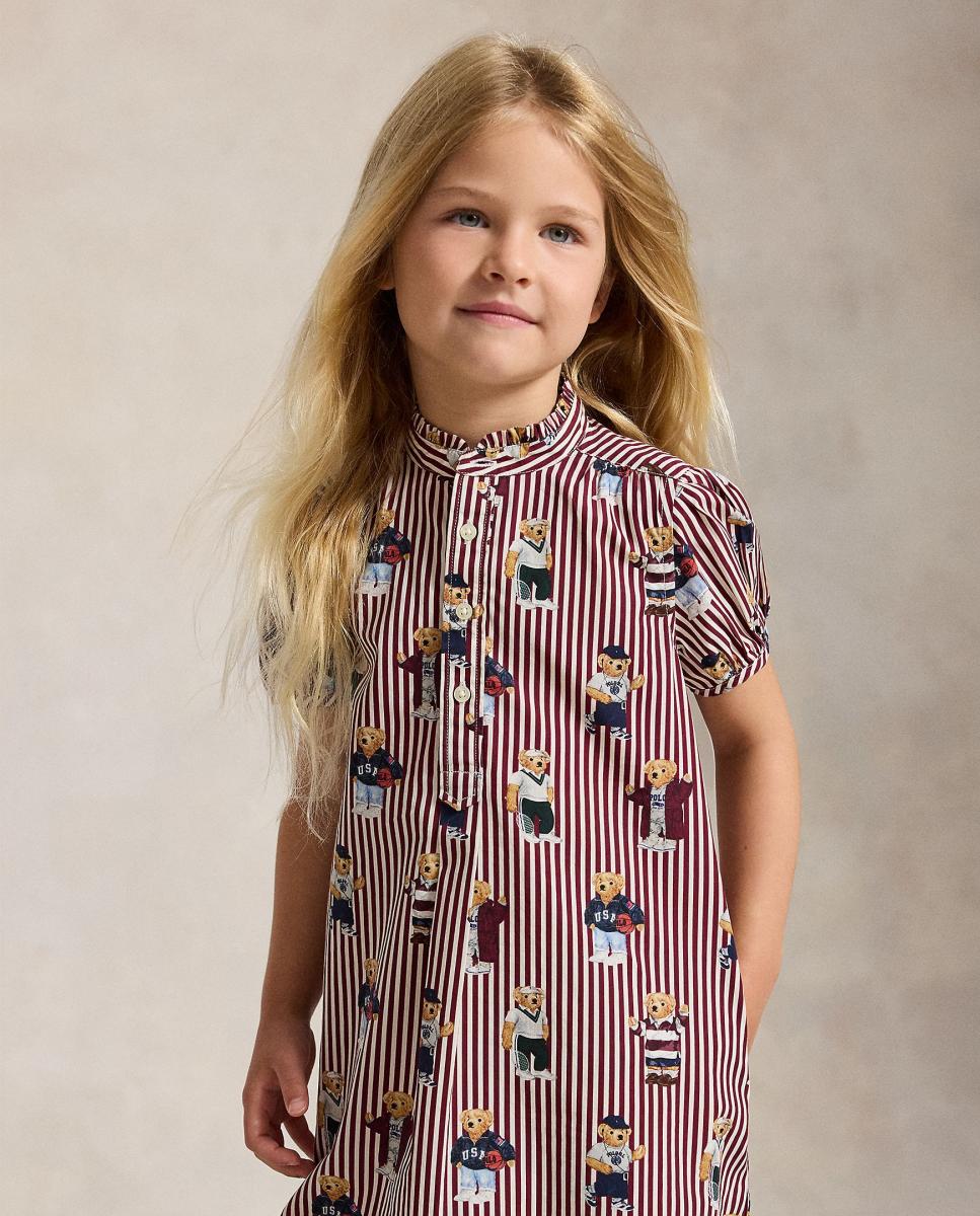 Vestido de Popelina Estampado Grená-2