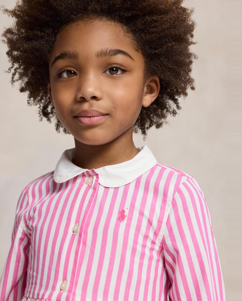 Vestido Camiseiro de Popelina de Algodão Rosa-2