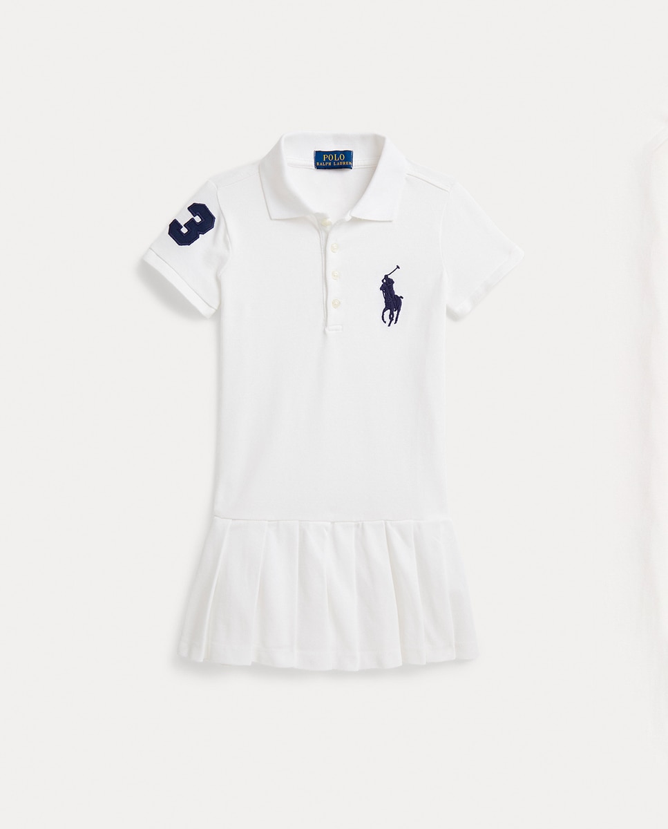 Vestido de Algodão Elástico com Big Pony Polo Ralph Lauren Branco-1