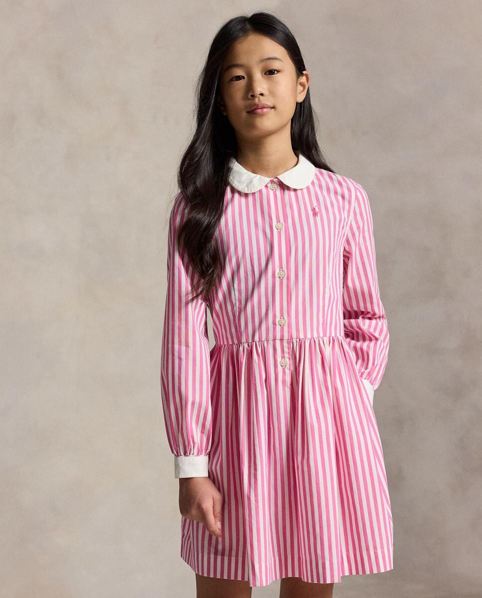 Vestido Camiseiro de Popelina de Algodão Rosa-2