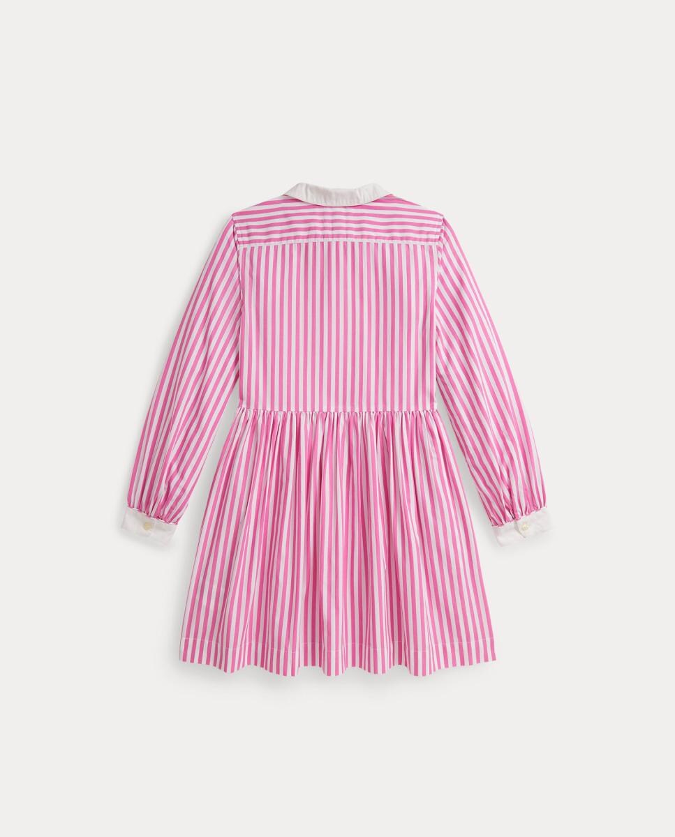 Vestido Camiseiro de Popelina de Algodão Rosa-5