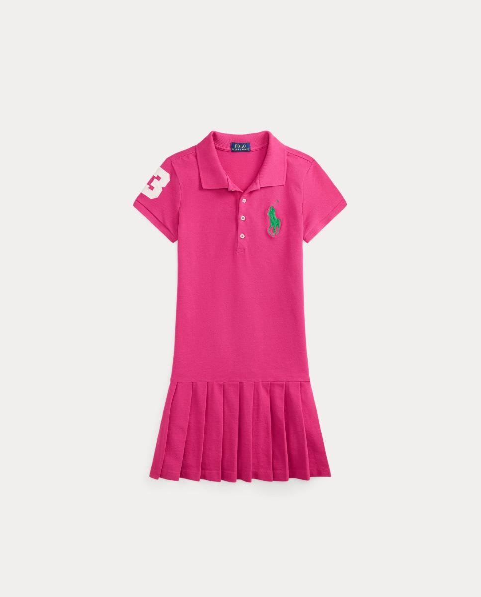 Vestido de Algodão Elástico com Big Pony Polo Ralph Lauren Morango-1
