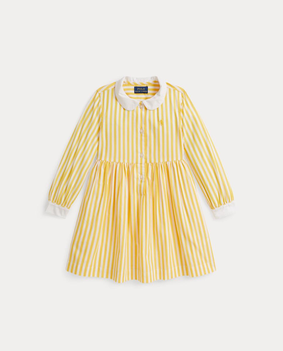 Vestido Camiseiro de Popelina de Algodão Amarelo-1