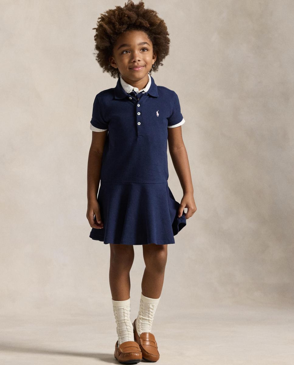 Vestido Tipo Polo de Piqué Elástico Polo Ralph Lauren Azul-marinho-2