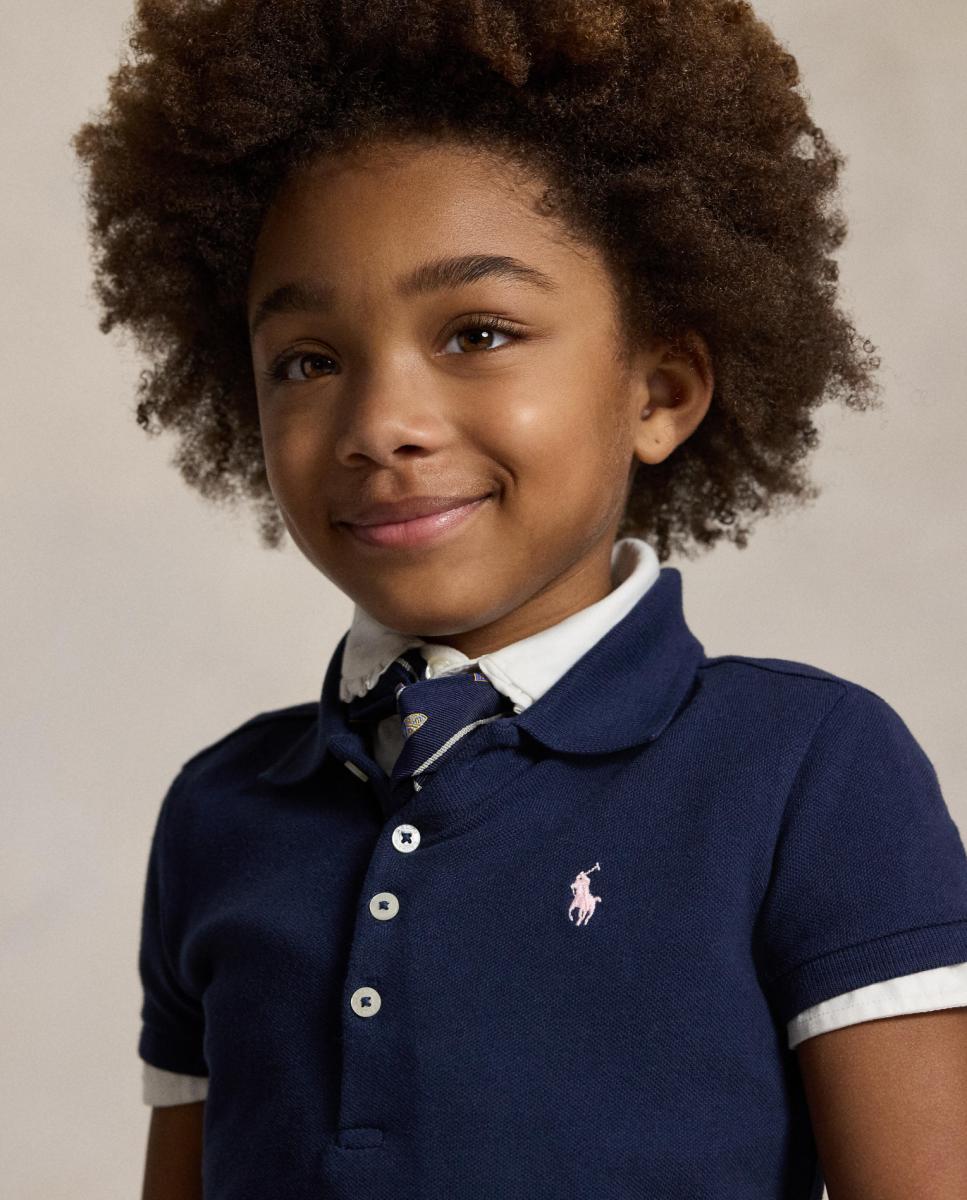 Vestido Tipo Polo de Piqué Elástico Polo Ralph Lauren Azul-marinho-3