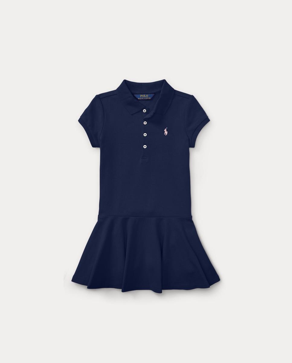 Vestido Tipo Polo de Piqué Elástico Polo Ralph Lauren Azul-marinho-4