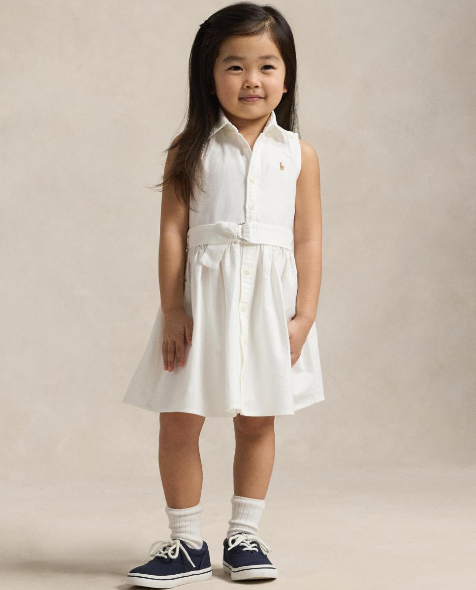 Vestido Camiseiro de Algodão sem Mangas Branco-4
