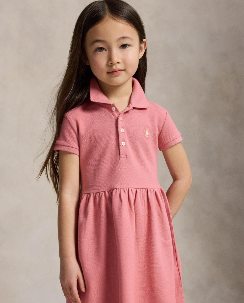Vestido Tipo Polo de Piqué Elástico Polo Ralph Lauren Coral-3