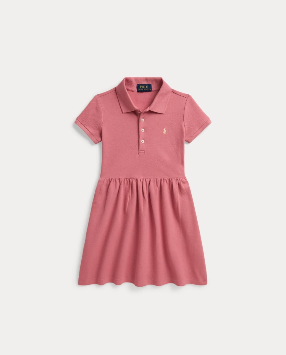 Vestido Tipo Polo de Piqué Elástico Polo Ralph Lauren Coral-4