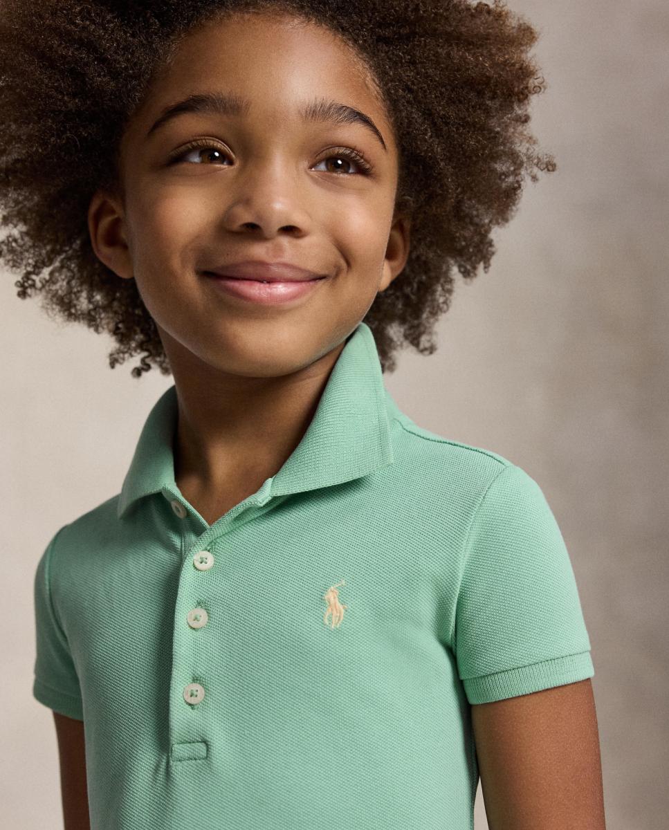 Vestido Tipo Polo de Piqué Elástico Polo Ralph Lauren Verde Água-2